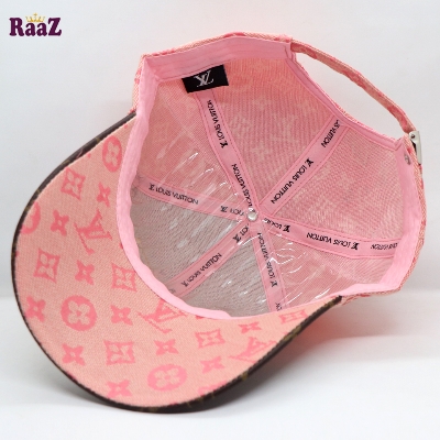 Picture of Pink Coffee Leather Dual Tone Imported Curved Visor Cap