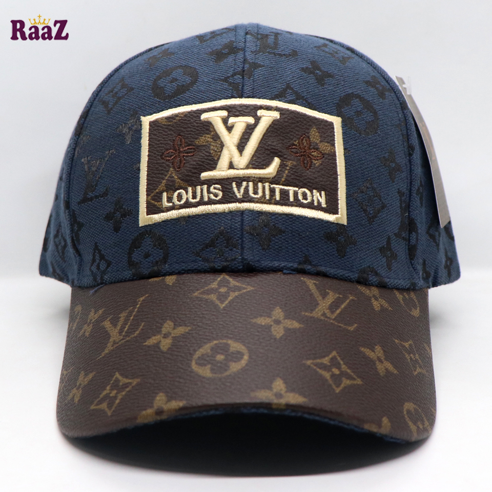 Picture of Navy Blue Coffee Leather Dual Tone Imported Curved Visor Cap