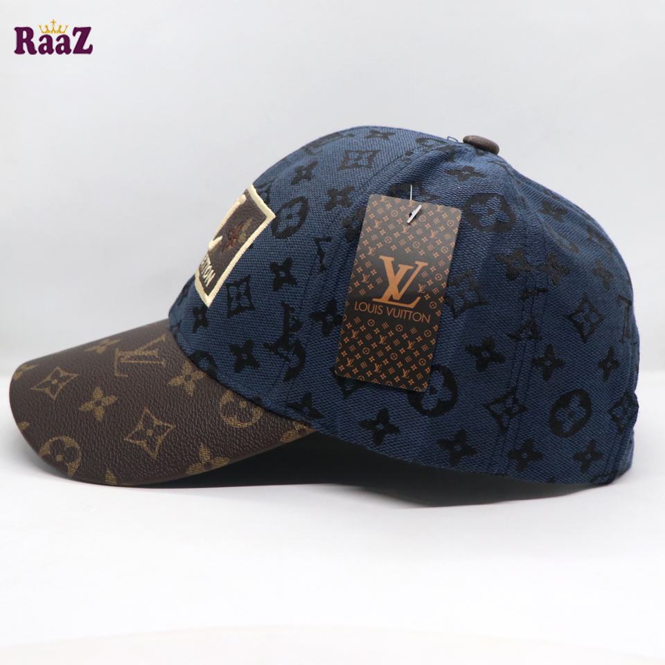 Picture of Navy Blue Coffee Leather Dual Tone Imported Curved Visor Cap