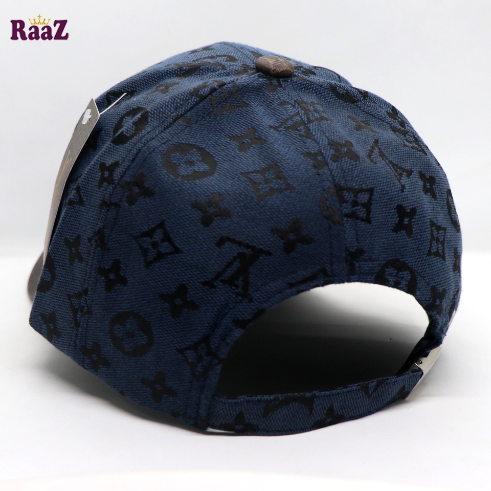 Picture of Navy Blue Coffee Leather Dual Tone Imported Curved Visor Cap