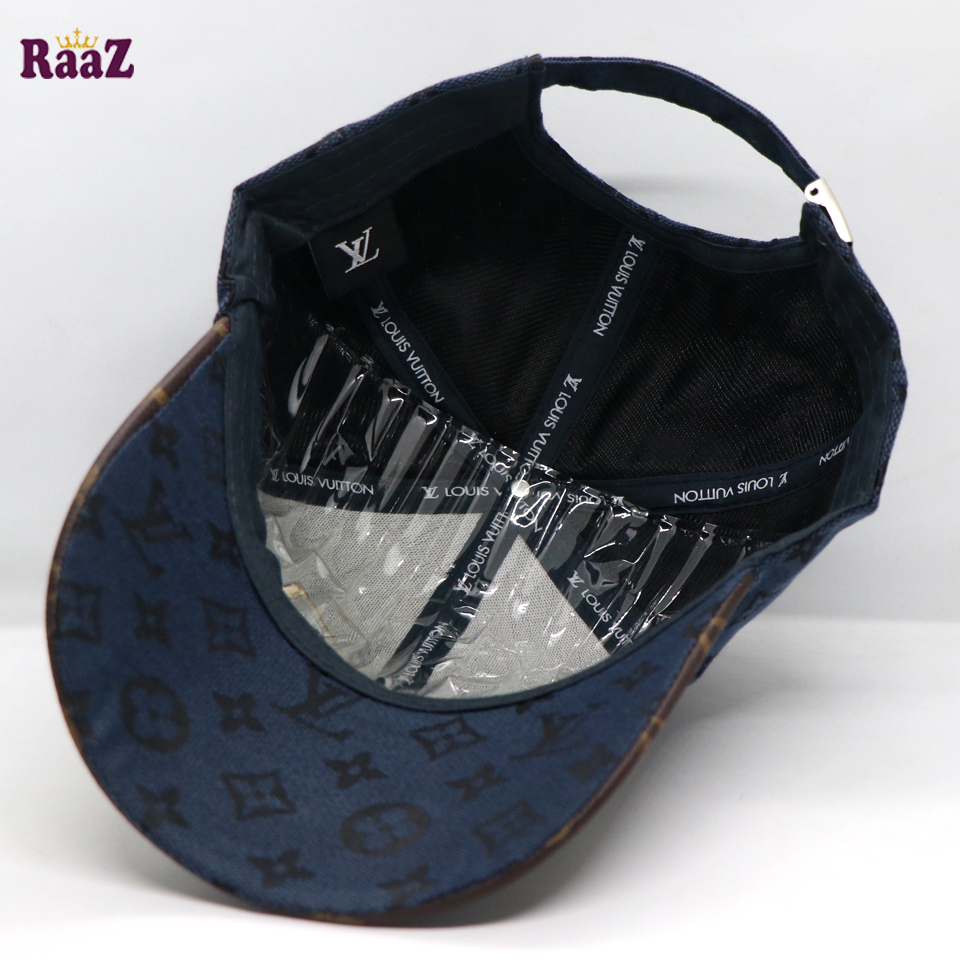 Picture of Navy Blue Coffee Leather Dual Tone Imported Curved Visor Cap