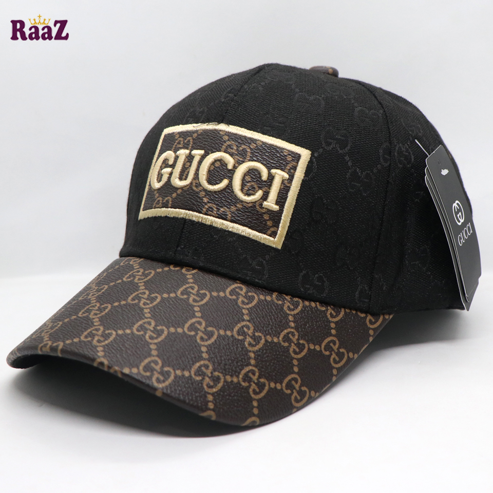 Picture of Black GG Leather Logo Dual Tone Premium Imported Cap