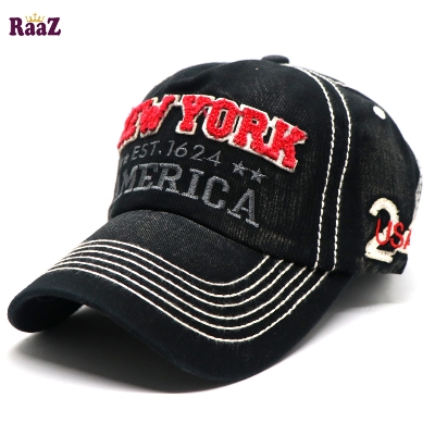 Picture of Black New York America Retro Wash Baseball Cap