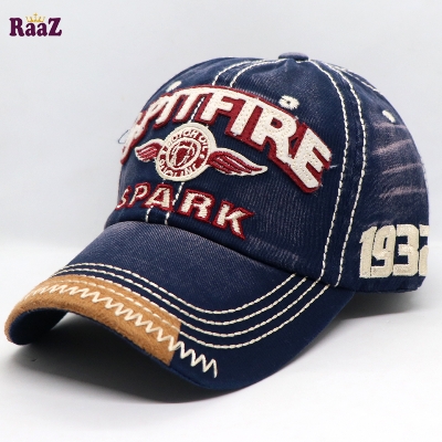 Picture of Navy Blue Spitfire Logo Wash Imported Baseball Cap