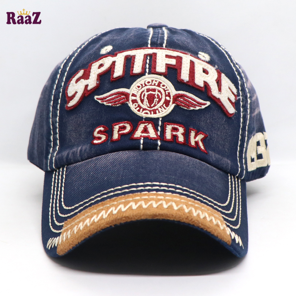 Picture of Navy Blue Spitfire Logo Wash Imported Baseball Cap