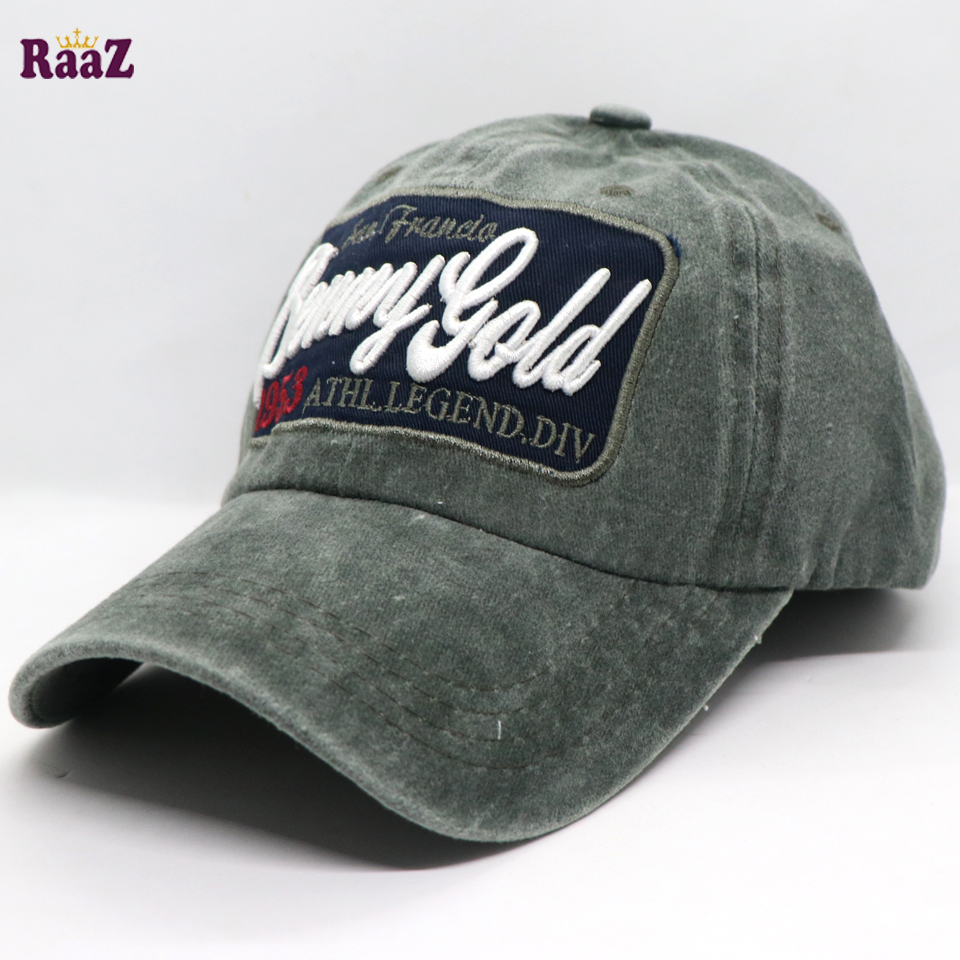 Picture of Deep Green Benny Gold Embroidery Logo Wash Baseball Cap