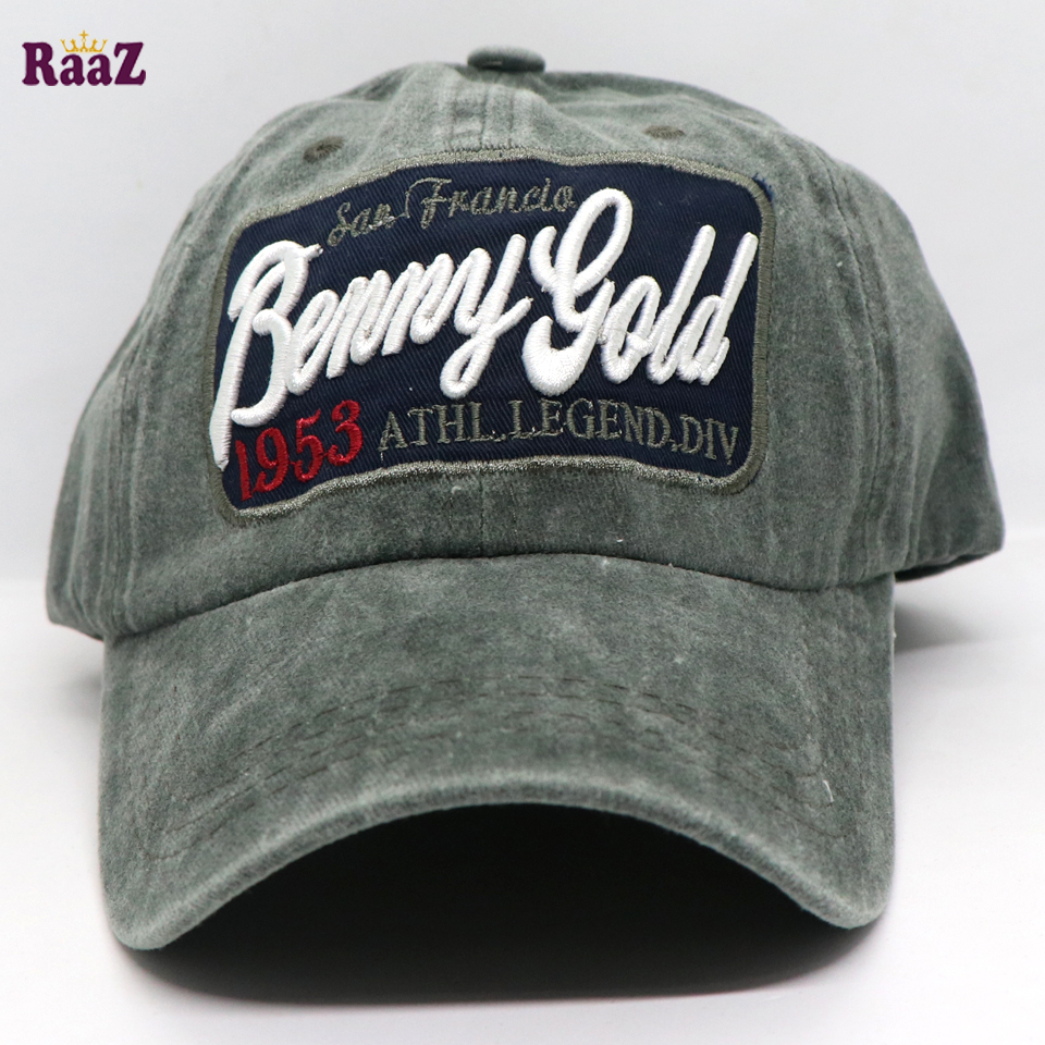 Picture of Deep Green Benny Gold Embroidery Logo Wash Baseball Cap