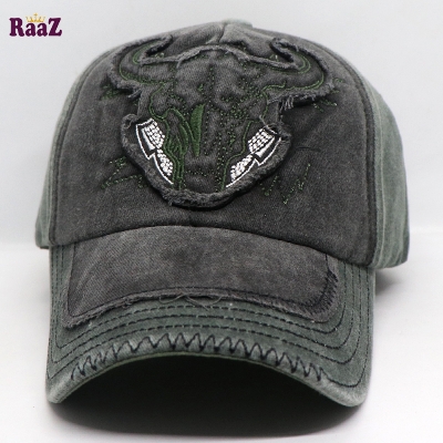 Picture of Grey Deep Green Cattle Head Vintage Baseball Cap
