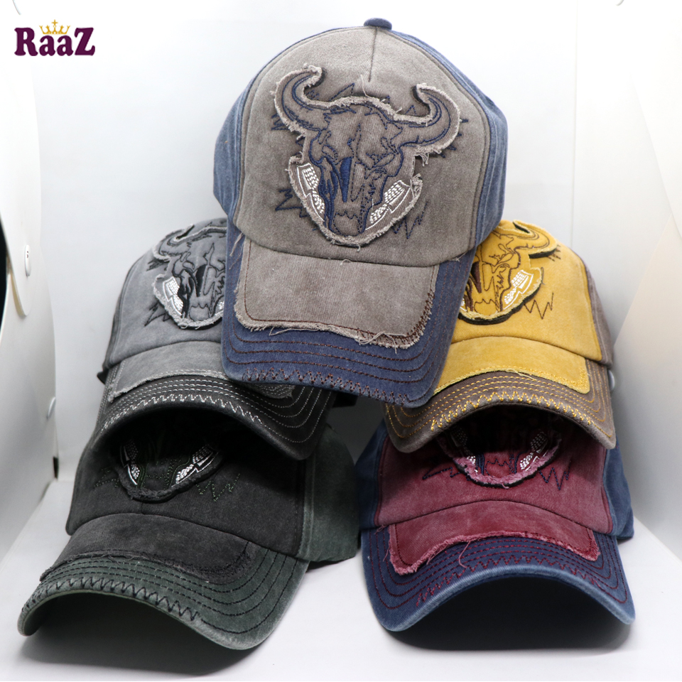 Picture of Grey Deep Green Cattle Head Vintage Baseball Cap