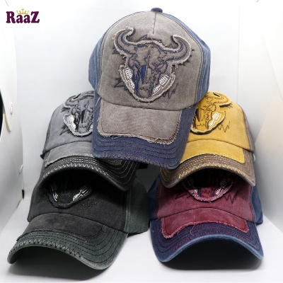 Picture of Grey Deep Green Cattle Head Vintage Baseball Cap