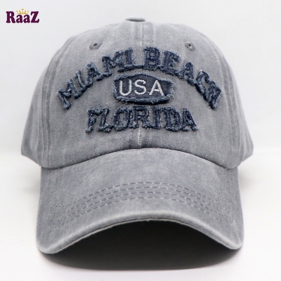 Picture of Silver Miami Beach Solid Color Imported Baseball Cap