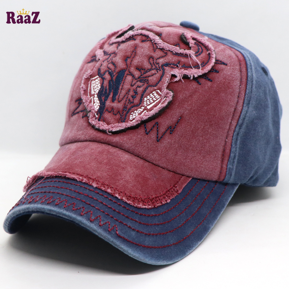 Picture of Maroon Navy Blue Cattle Head Vintage Baseball Cap