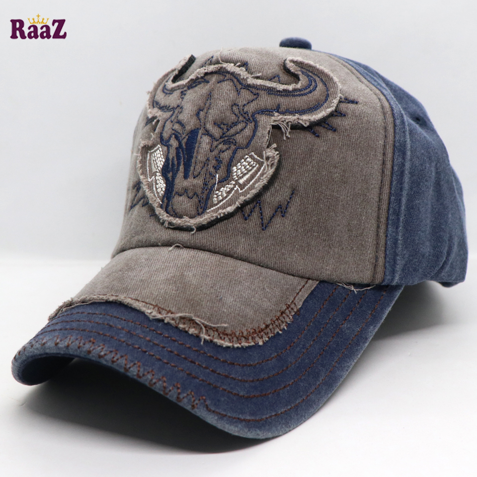 Picture of Coffee Navy Blue Cattle Head Vintage Baseball Cap
