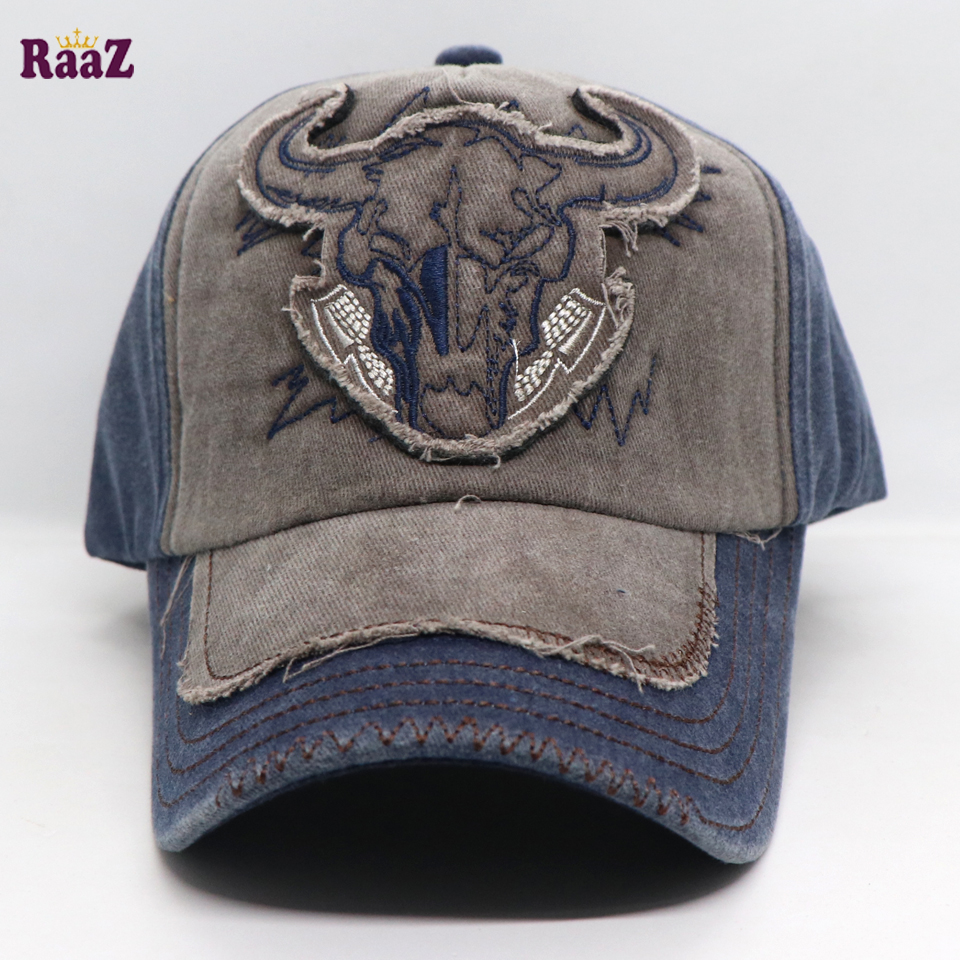 Picture of Coffee Navy Blue Cattle Head Vintage Baseball Cap