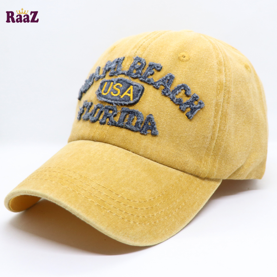 Picture of Yellow Miami Beach Solid Color Imported Baseball Cap
