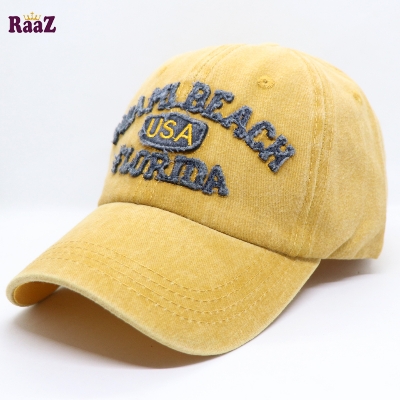 Picture of Yellow Miami Beach Solid Color Imported Baseball Cap