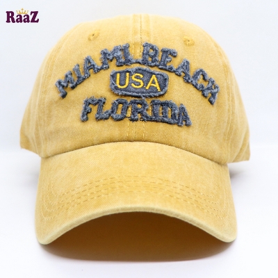 Picture of Yellow Miami Beach Solid Color Imported Baseball Cap