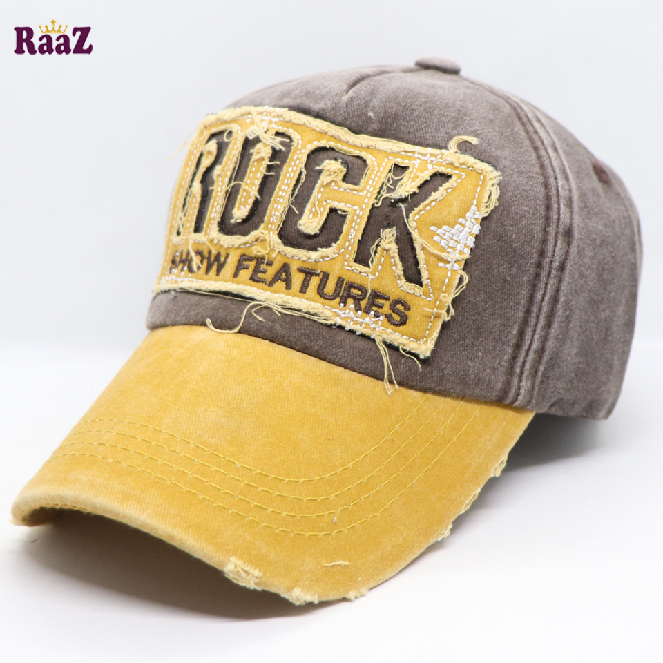 Picture of Yellow Rock Logo Ripped Baseball Cap