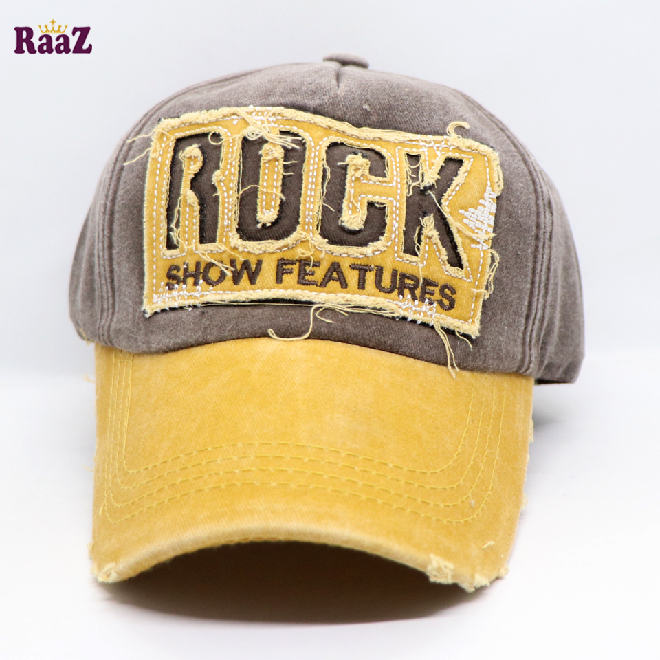 Picture of Yellow Rock Logo Ripped Baseball Cap