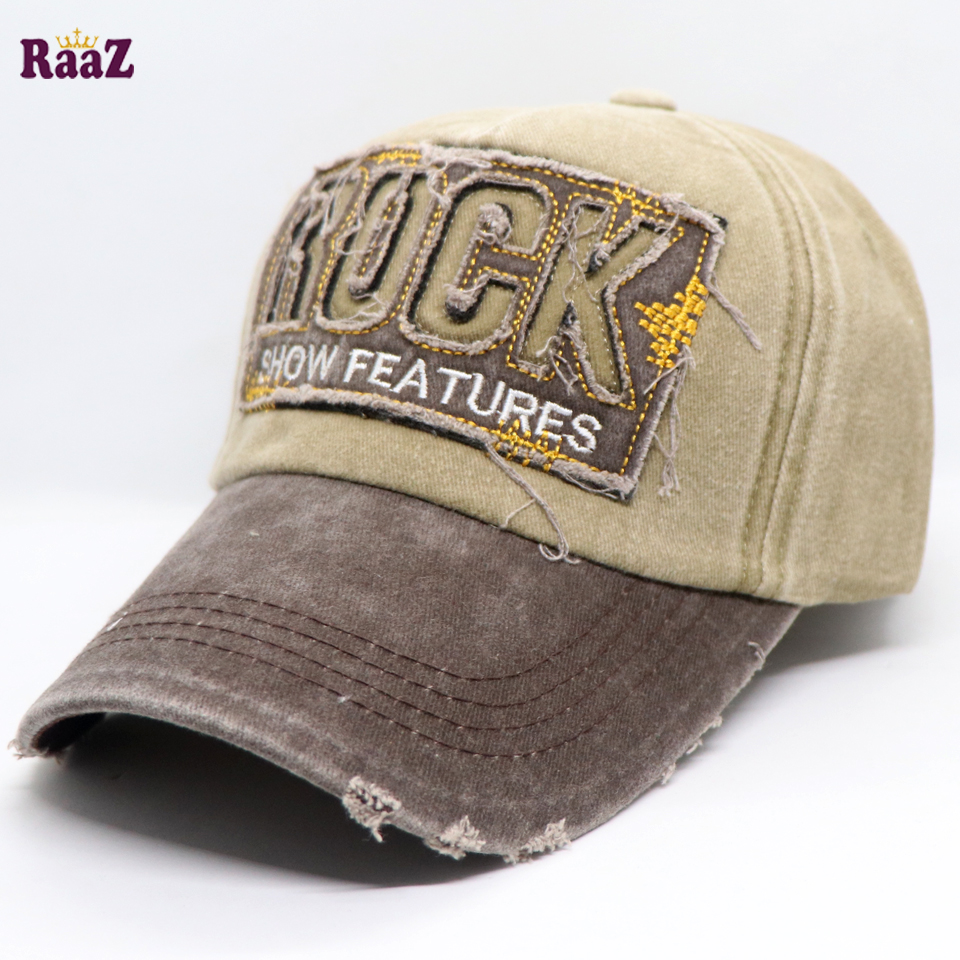 Picture of Brown Rock Logo Ripped Baseball Cap