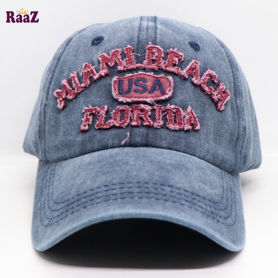 Picture of Navy Blue Miami Beach Solid Color Imported Baseball Cap
