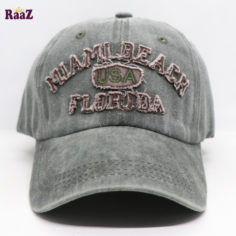 Picture of Deep Green Miami Beach Solid Color Imported Baseball Cap