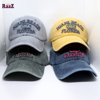 Picture of Deep Green Miami Beach Solid Color Imported Baseball Cap