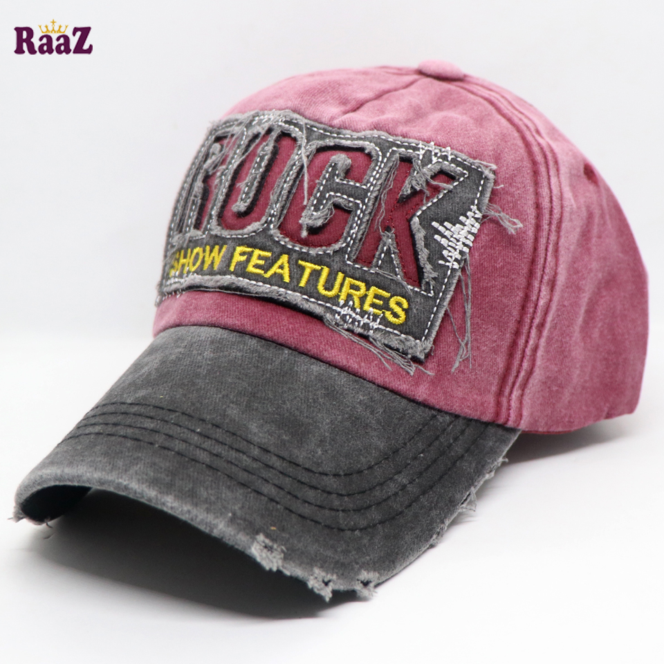 Picture of Maroon Rock Logo Ripped Baseball Cap