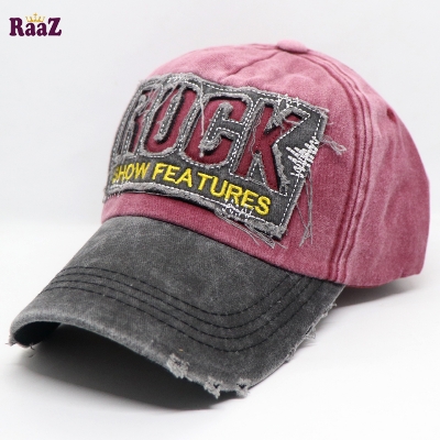 Picture of Maroon Rock Logo Ripped Baseball Cap