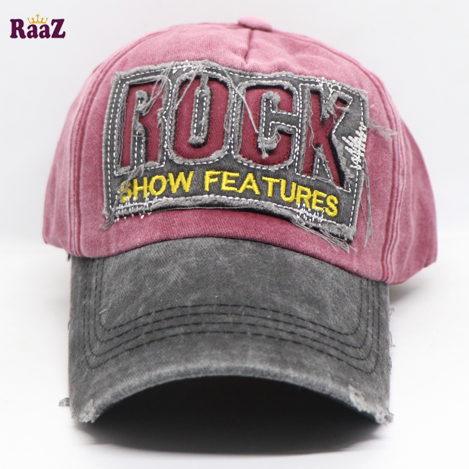 Picture of Maroon Rock Logo Ripped Baseball Cap