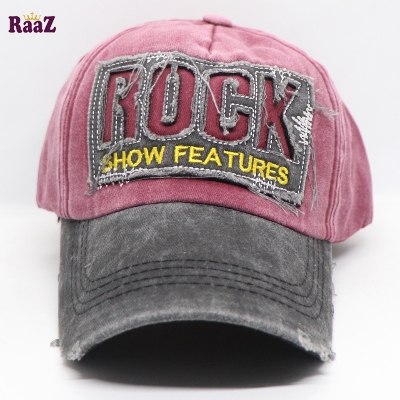 Picture of Maroon Rock Logo Ripped Baseball Cap