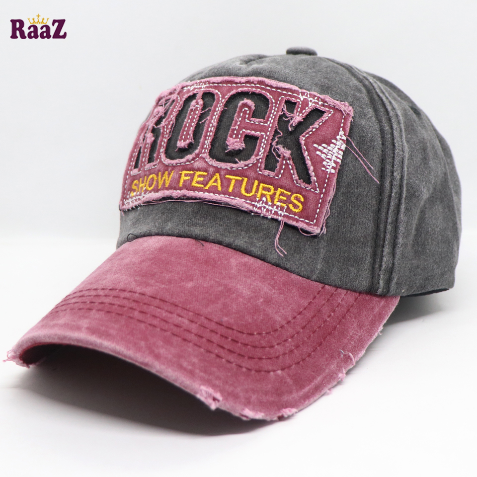 Picture of Maroon Rock Logo Ripped Baseball Cap