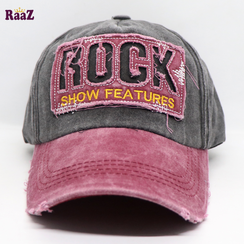 Picture of Maroon Rock Logo Ripped Baseball Cap