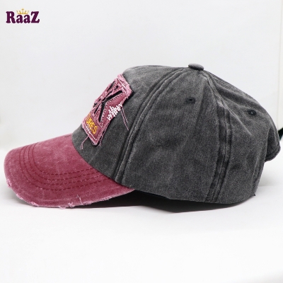 Picture of Maroon Rock Logo Ripped Baseball Cap