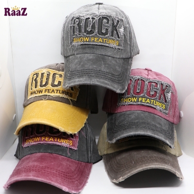 Picture of Maroon Rock Logo Ripped Baseball Cap