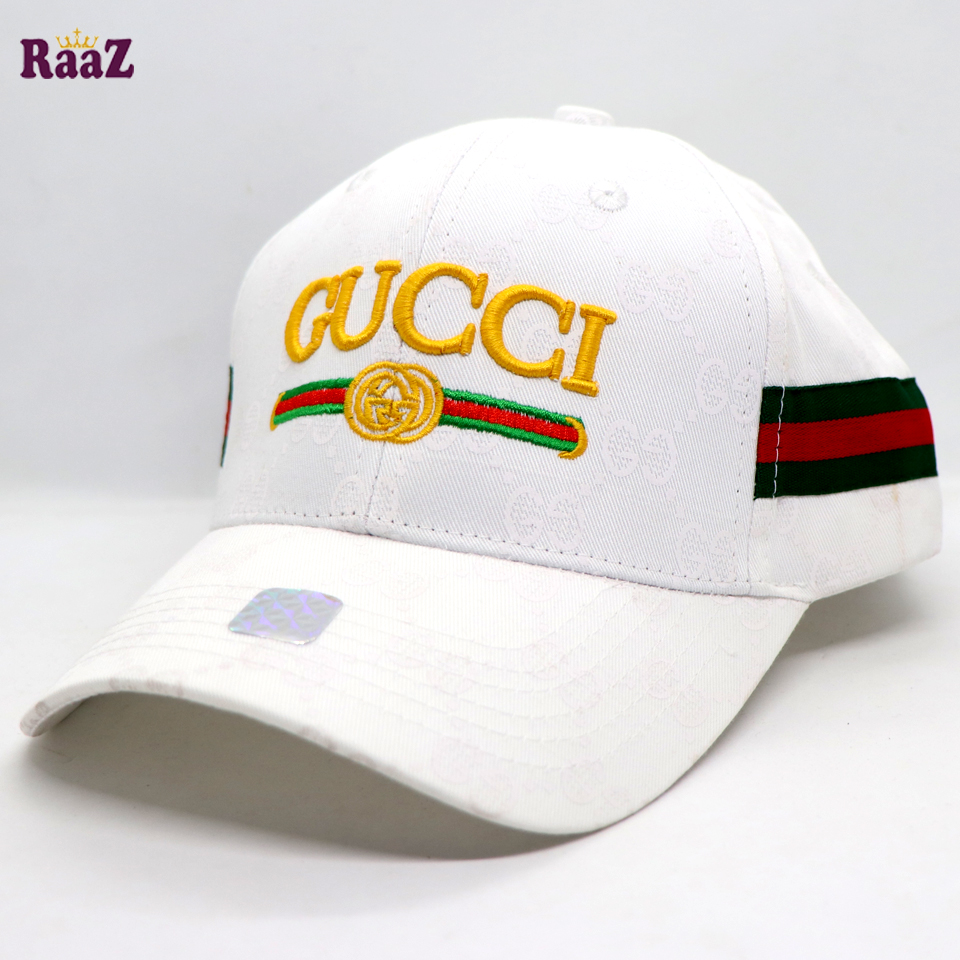 Picture of Full white Embroidery logo Cotton Curved Visor Cap