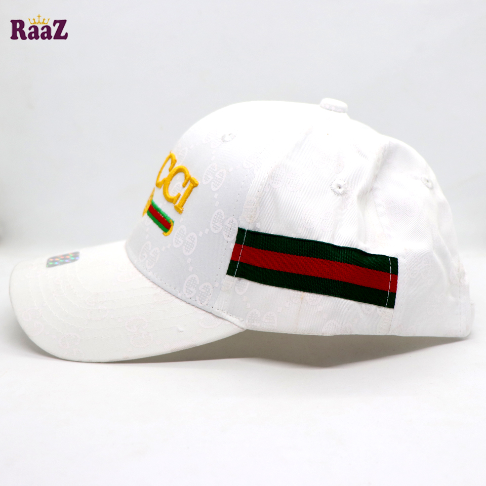 Picture of Full white Embroidery logo Cotton Curved Visor Cap