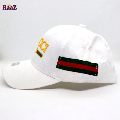 Picture of Full white Embroidery logo Cotton Curved Visor Cap