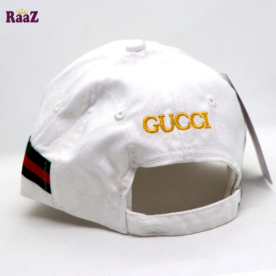 Picture of Full white Embroidery logo Cotton Curved Visor Cap