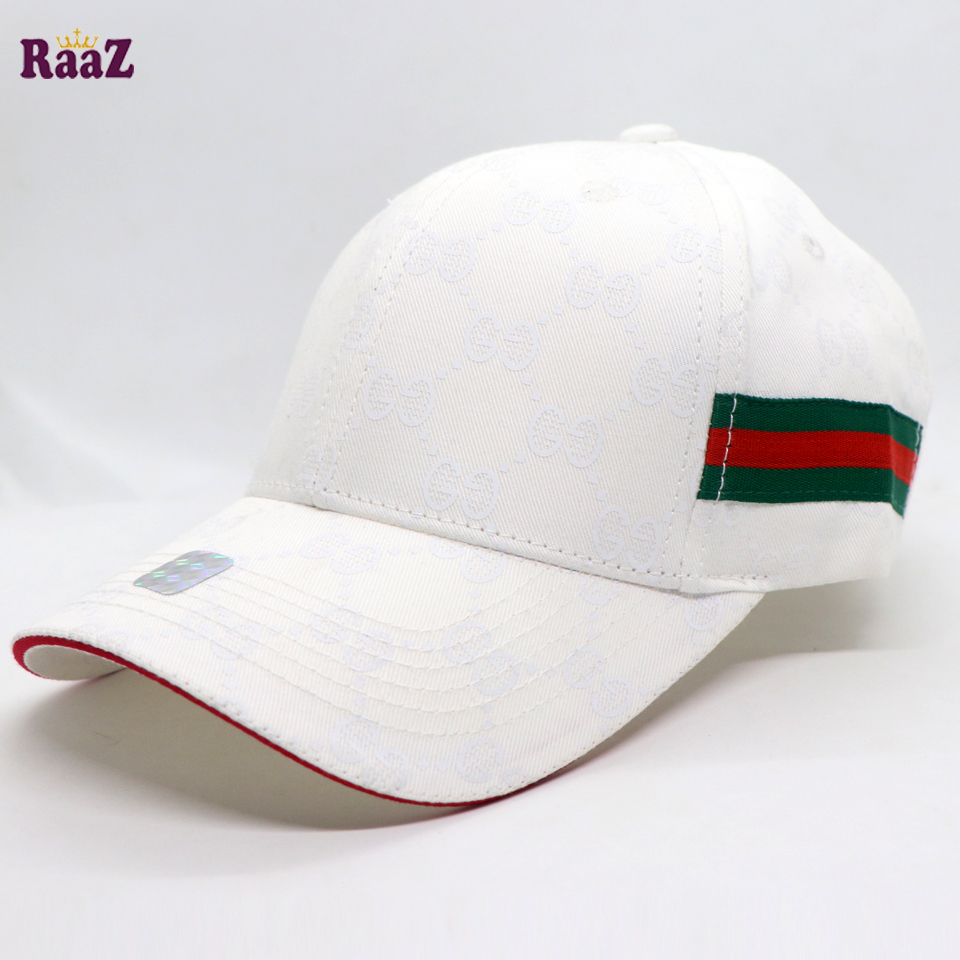 Picture of White GG logo Cotton Curved Visor Cap