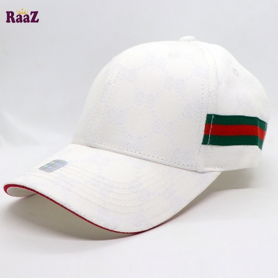 Picture of White GG logo Cotton Curved Visor Cap