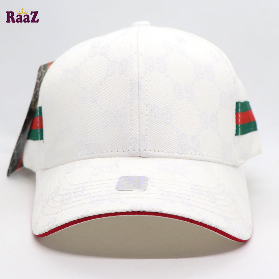 Picture of White GG logo Cotton Curved Visor Cap