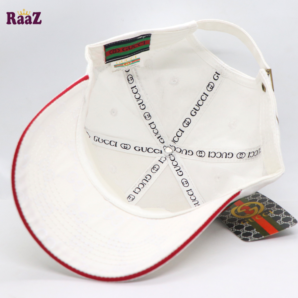 Picture of White GG logo Cotton Curved Visor Cap