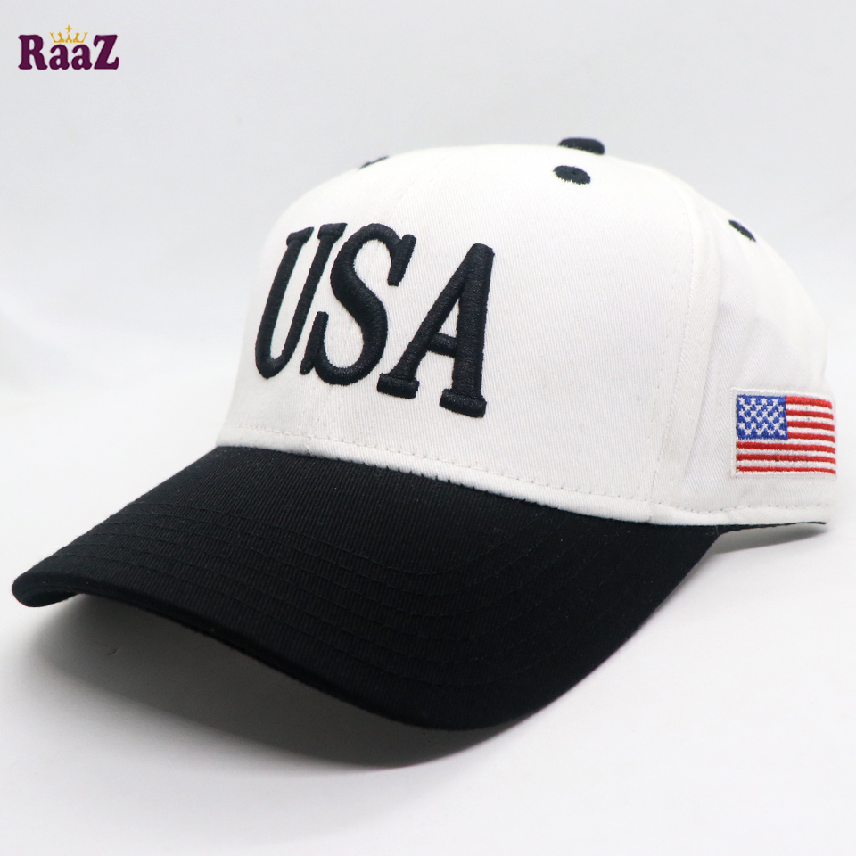 Picture of Multi USA Embroidery logo Cotton Curved Visor Cap For Men