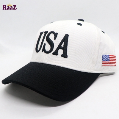 Picture of Multi USA Embroidery logo Cotton Curved Visor Cap For Men