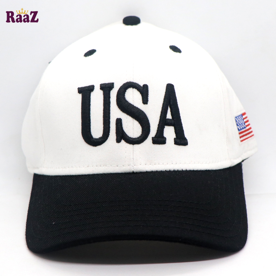 Picture of Multi USA Embroidery logo Cotton Curved Visor Cap For Men