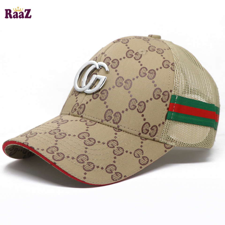 Picture of Brown Half Net GG Steel Logo Fashion Cap For Men