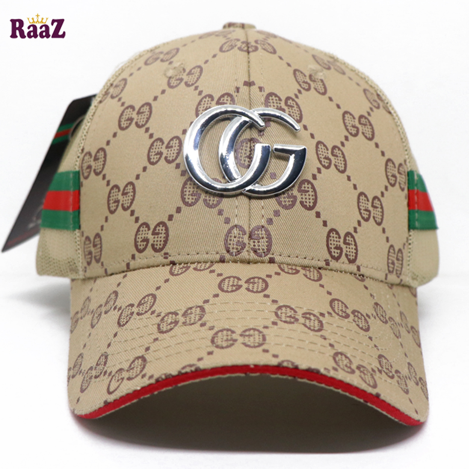 Picture of Brown Half Net GG Steel Logo Fashion Cap For Men
