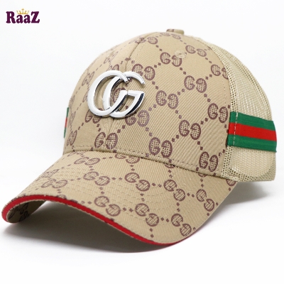 Picture of Brown Half Net GG Steel Logo Fashion Cap For Men