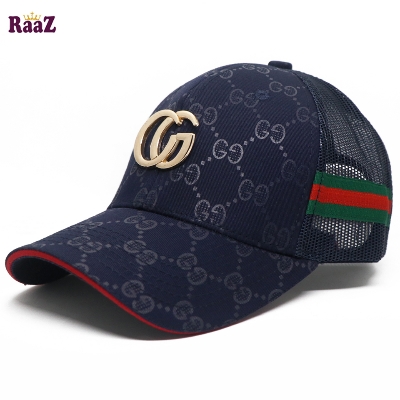 Picture of Navy Blue Half Net GG Steel Logo Fashion Cap For Men